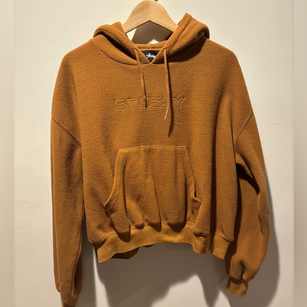 Stussy cropped fleece hoodie size Small